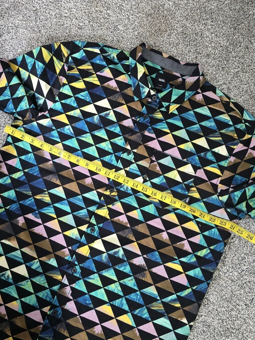Vans Button Down Geometric Pattern Short Sleeve Shirt Clsssic Fit Men's Size XL - Picture 4 of 4